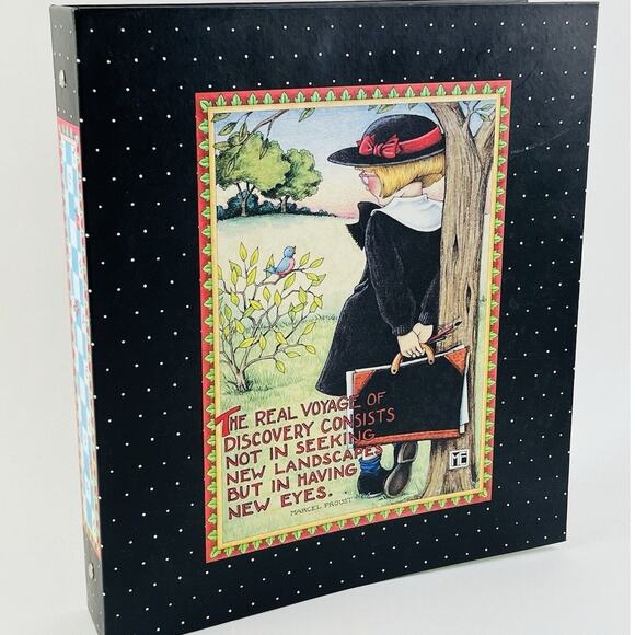 Retired 1998 Mary Engelbreit 3-Ring Binder Girl Tree Black Voyage Landscapes Eye - Picture 2 of 11